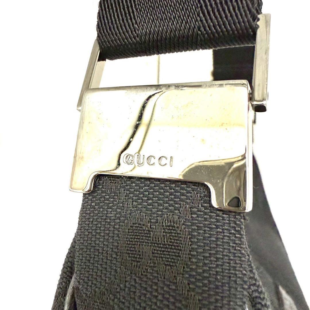 グッチ ショルダーバッグ GGキャンバス GG柄 ブラックレザー 黒色