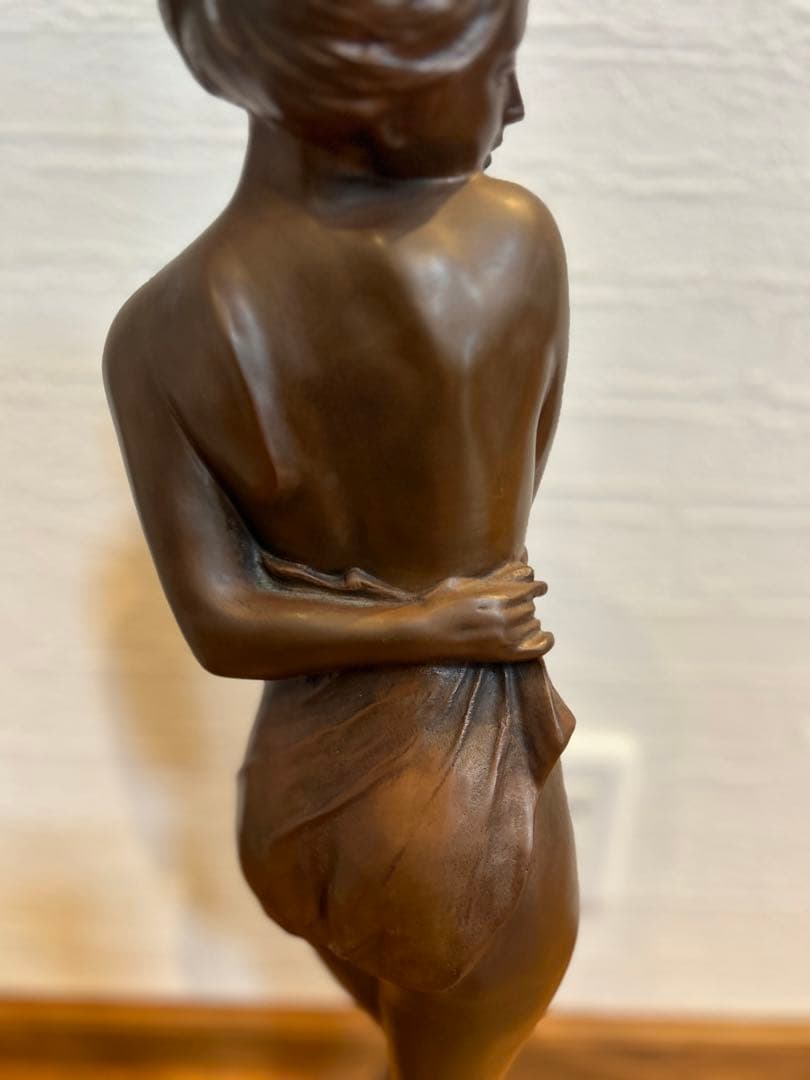 はじらい】ブロンズ彫刻裸婦像 高岡銅器・竹中正晴作少女銅像/