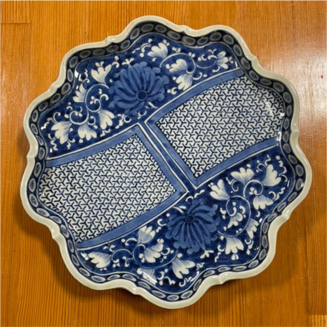 器　【m173 江戸　染付　骨董　平鉢　大明成化年製　時代物　アンティーク　】 Yahoo!オークション -「大明成化年製」(伊万里、有田) (日本の陶磁)の