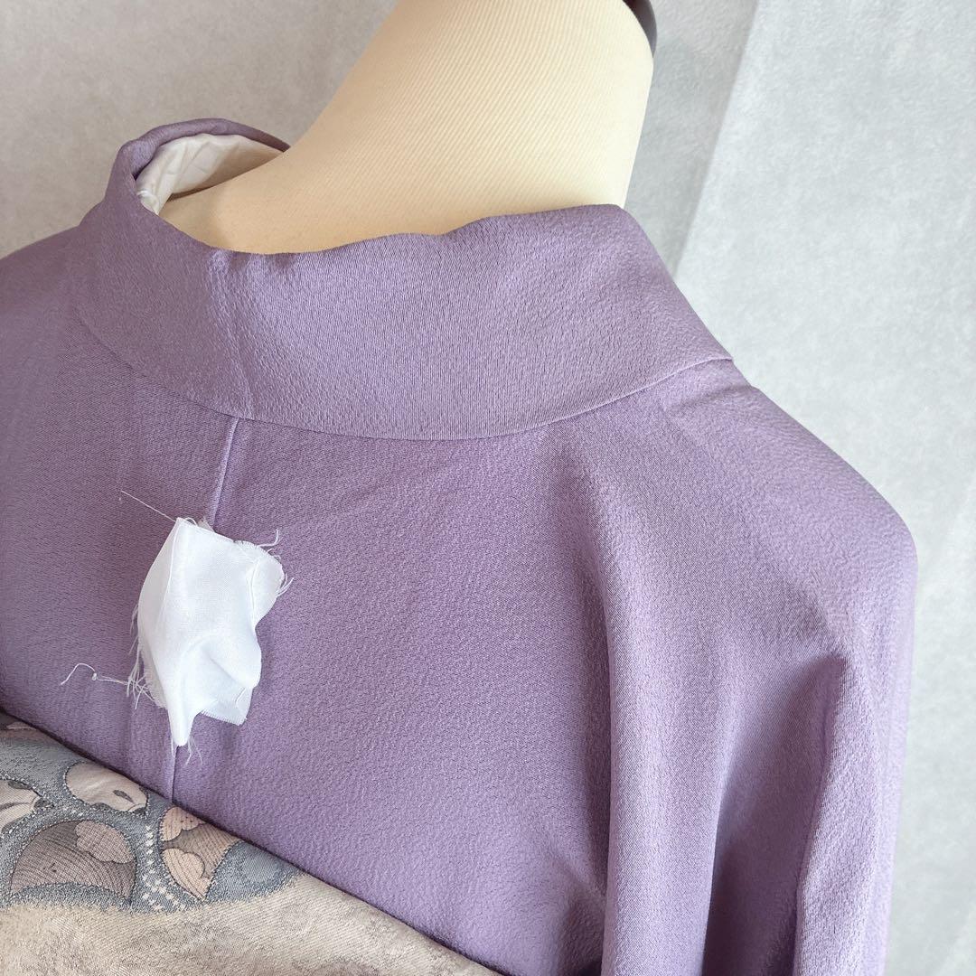 色無地 フルセット 着物 正絹 辻ヶ花の帯 しつけ糸つき ロング丈 紫 J9