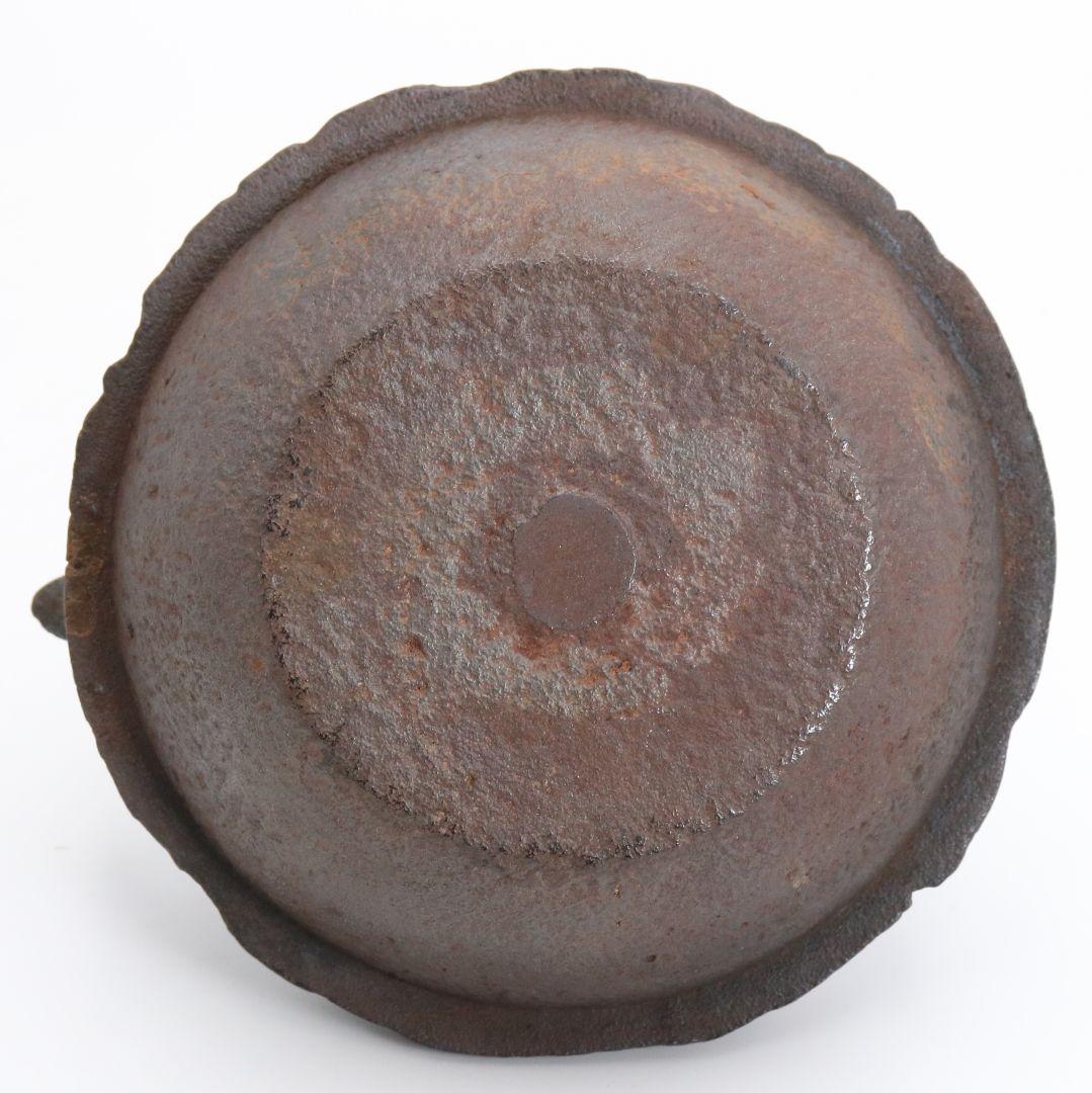 羽根付鉄瓶 斑紫銅蓋 茶道具 小振り 釜師系 TX412 GK1