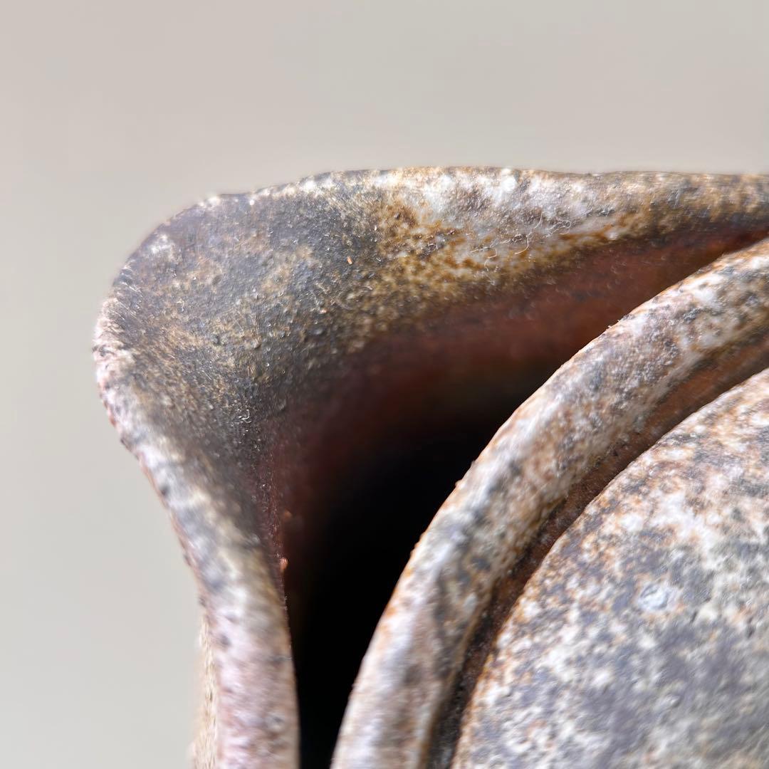 B柴岡信義 備前市無形文化財 備前焼 窯変 共箱 共布 栞 面