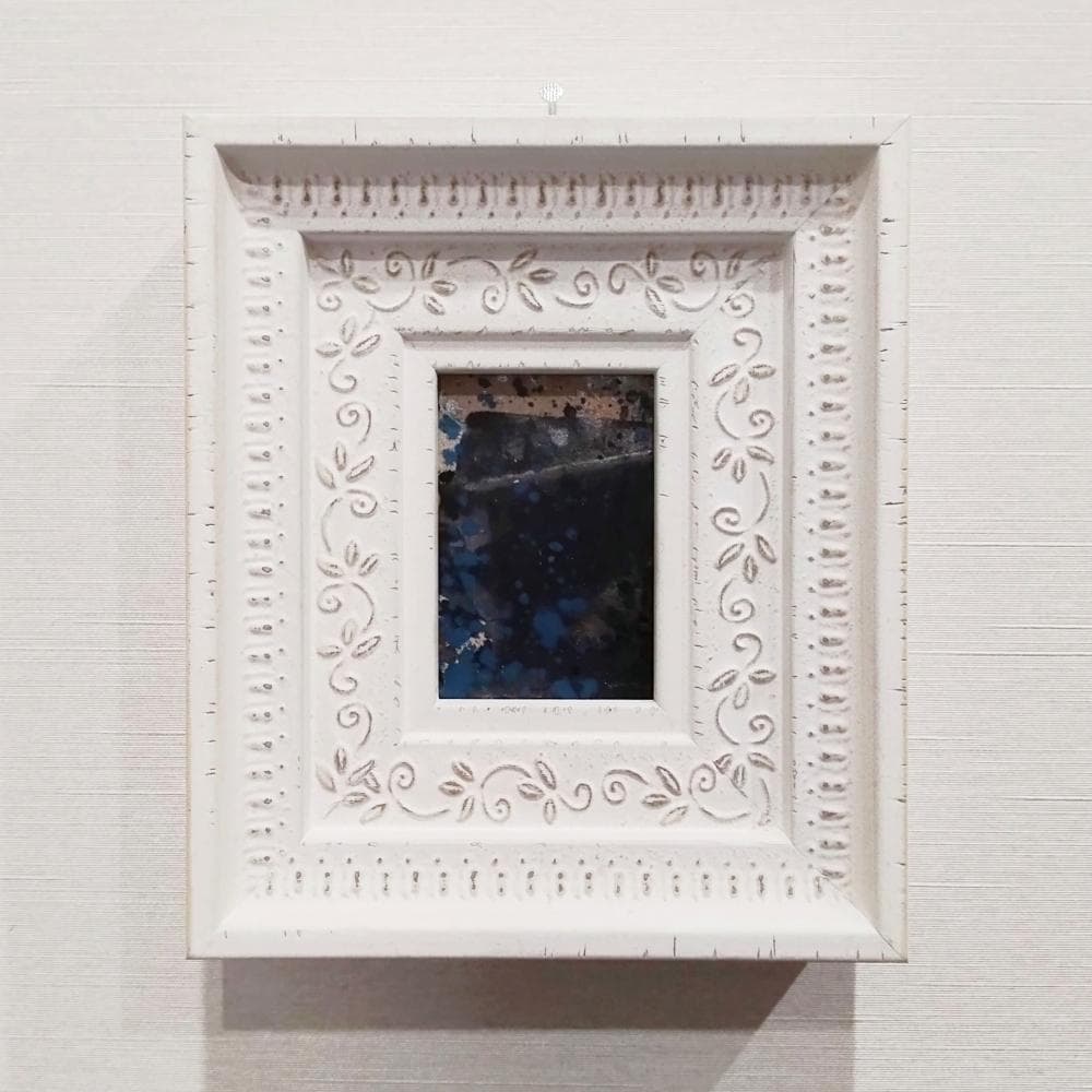 内野隆文 夜の街 絵画 抽象画 段ボールにアクリル絵具 現代アート 額縁 真