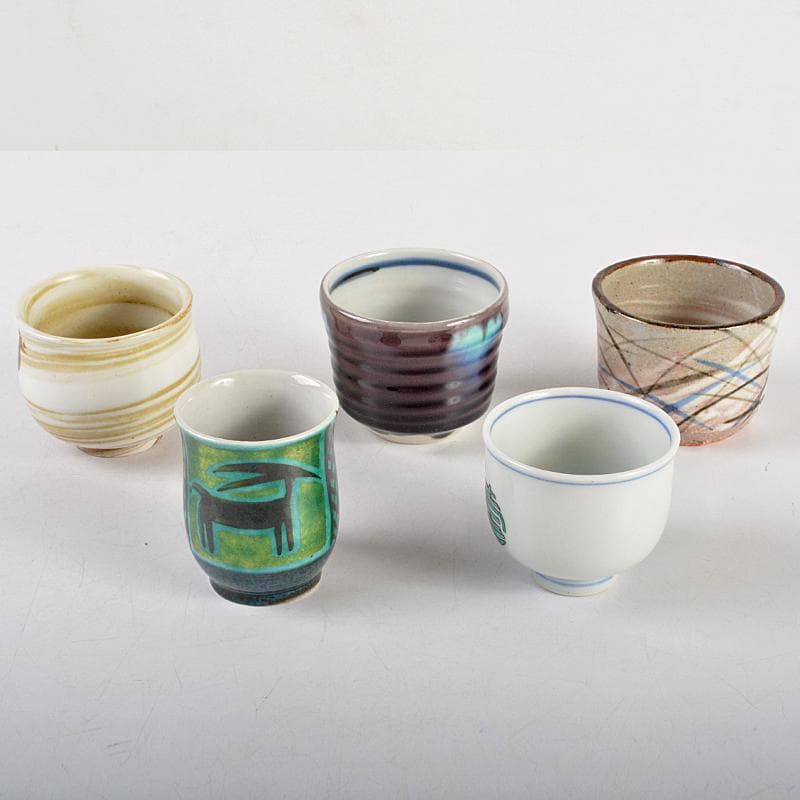 九谷焼 柳雨軒 三代八十吉 徳田正彦 中嶋珠光等 盃 共箱 五点