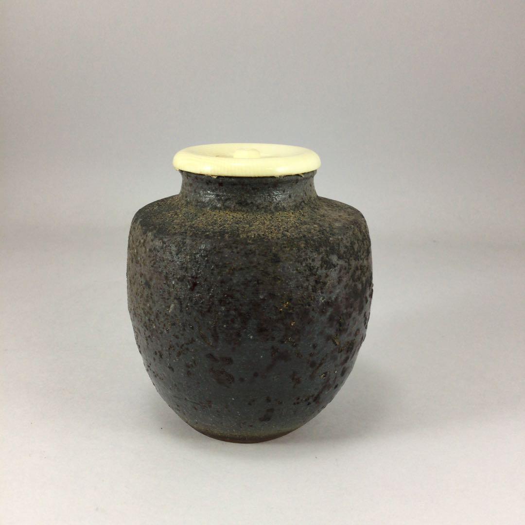 木村長十郎友敬 備前肩衝茶入 共箱／興楽園木村純雄 備前焼