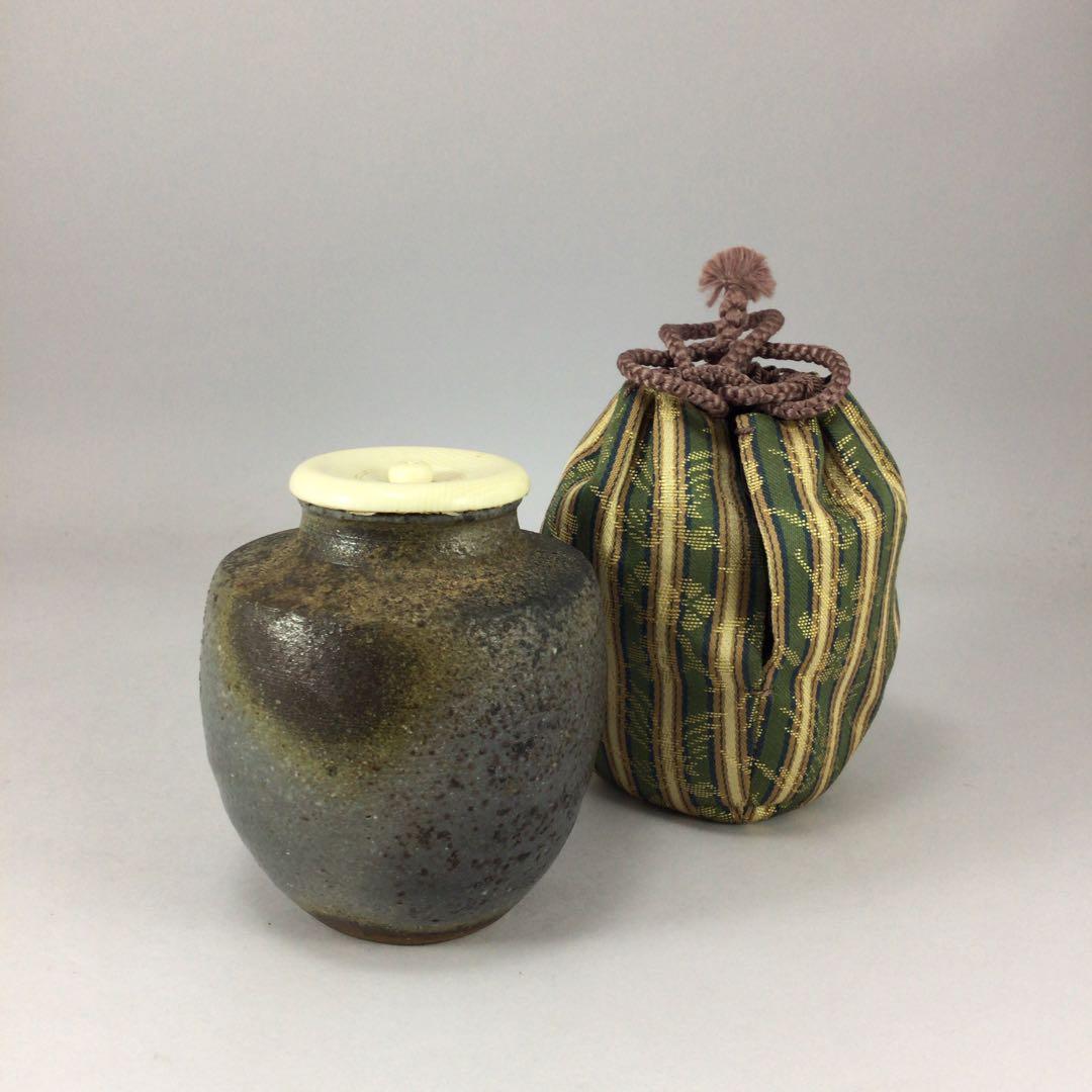 木村長十郎友敬 備前肩衝茶入 共箱／興楽園木村純雄 備前焼