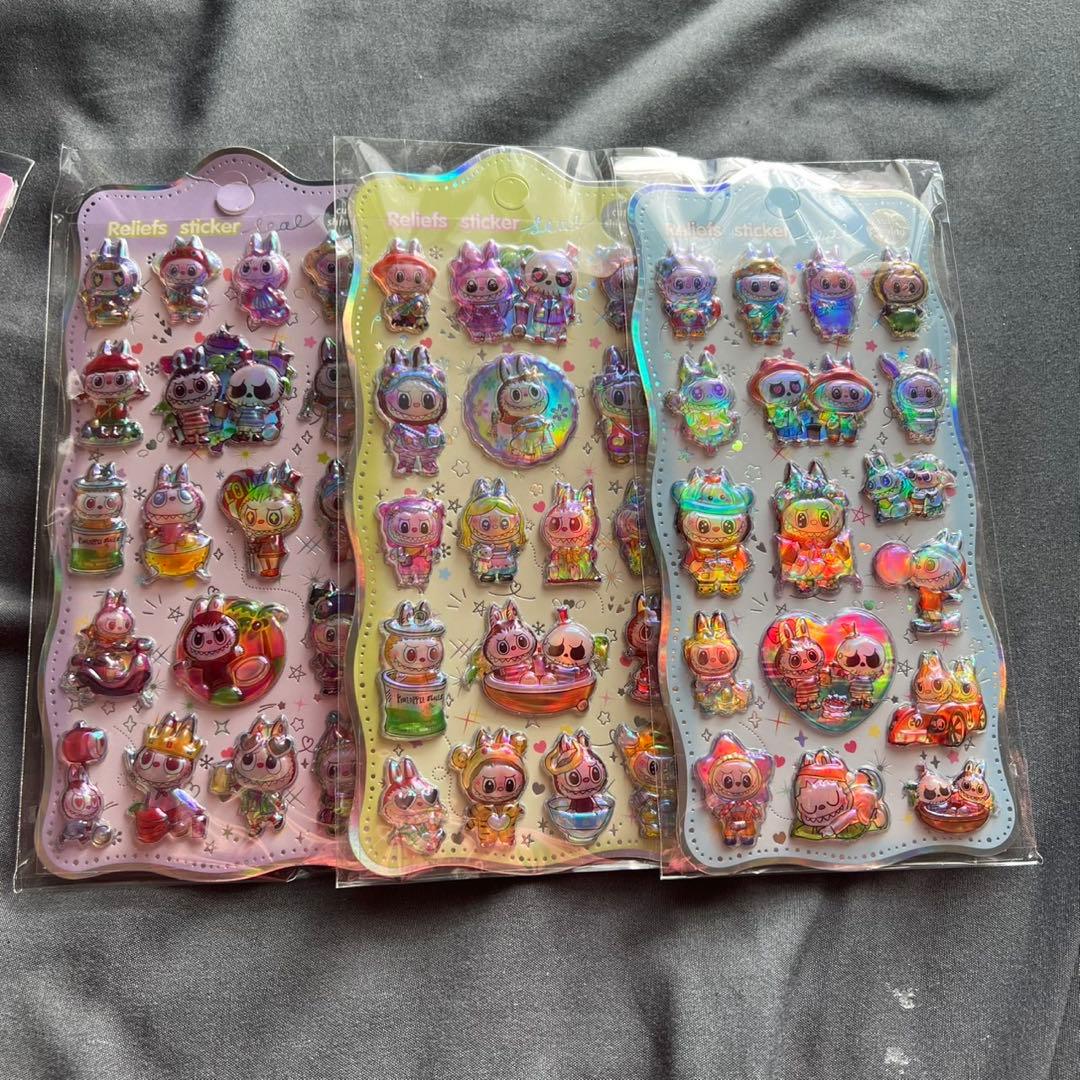 100枚セット　ラブブ　ぷくぷくシール　オーロラシール　立体シール