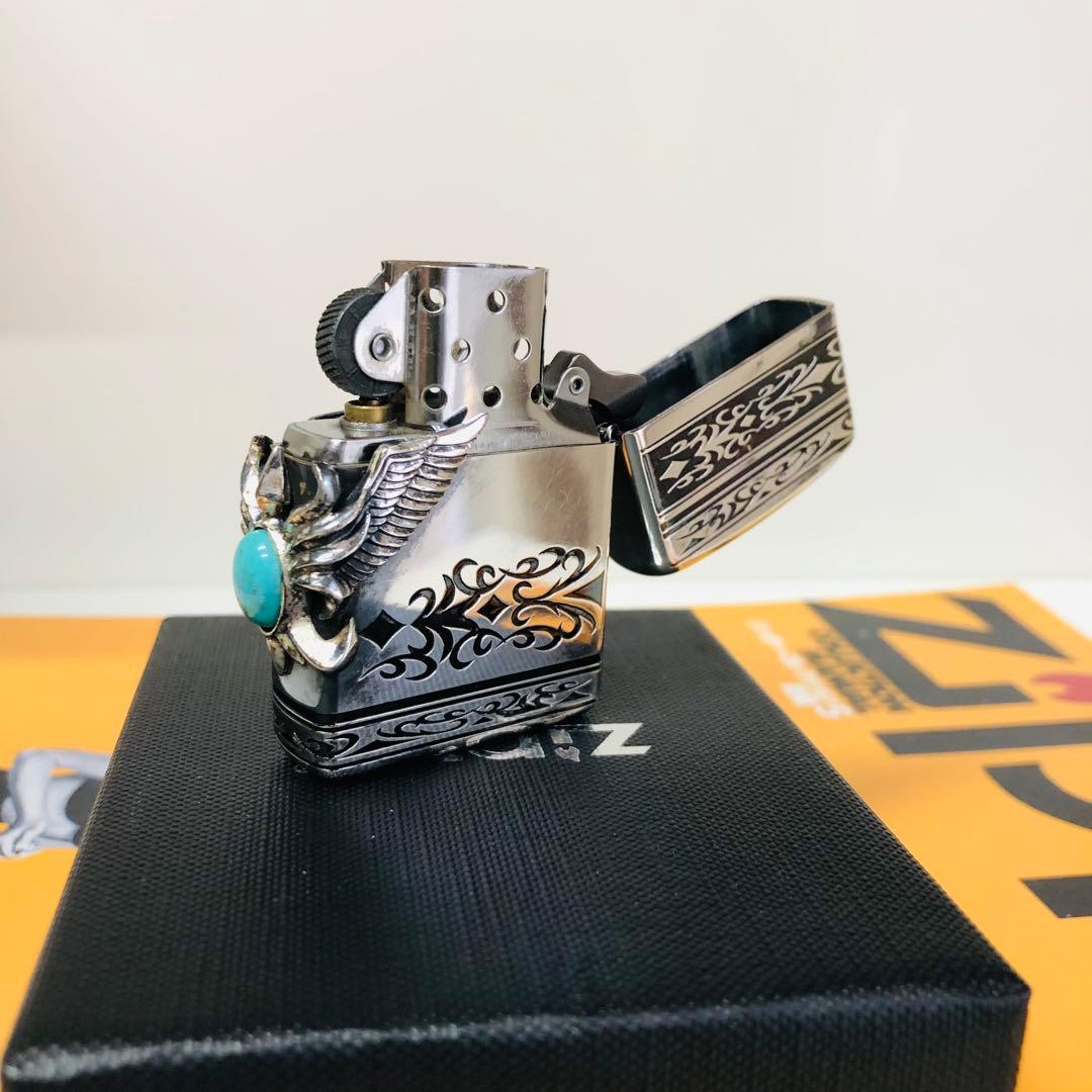 希少廃盤ターコイズアーマ両面デザインZIPPO中古品