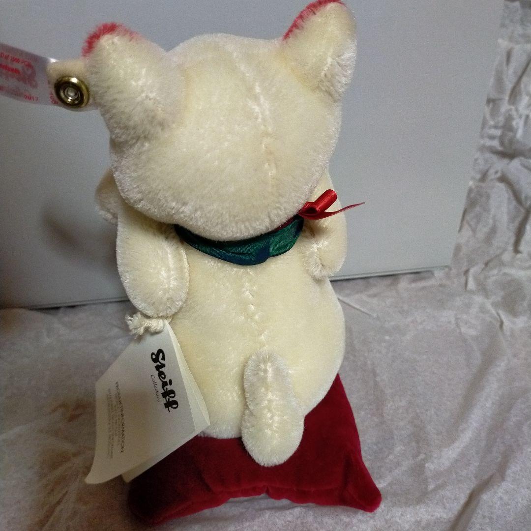 白タグ 招き猫 開運 招福 15tcm Steiff シュタイフ 証明書付