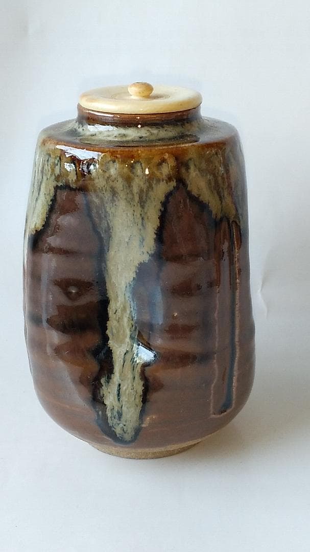 膳所焼 淡海ぜぜ 陽炎園 茶入 仕覆 名物裂 藤種緞子 茶道具