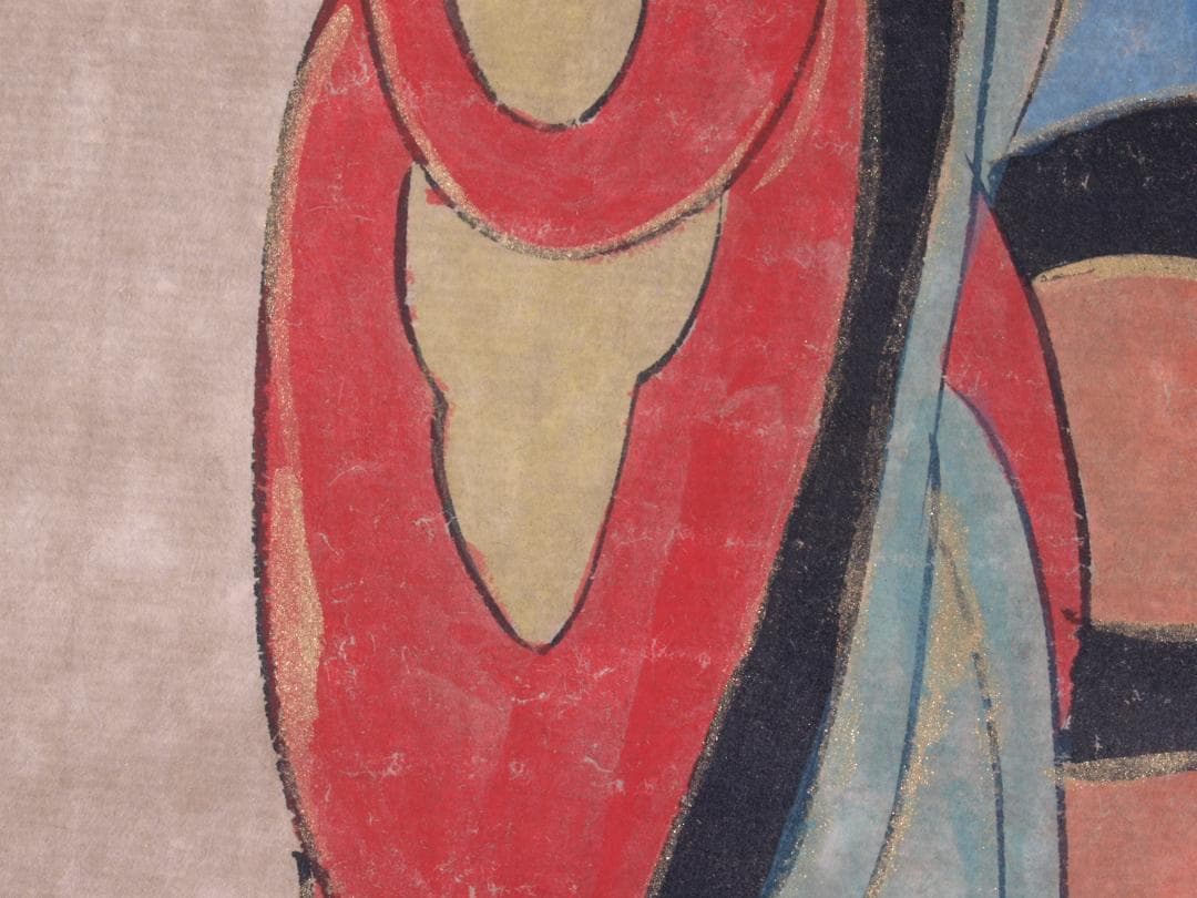 古民家整理品 中国清時代掛け軸 肉筆水彩絵 骨董品 唐物 R1700