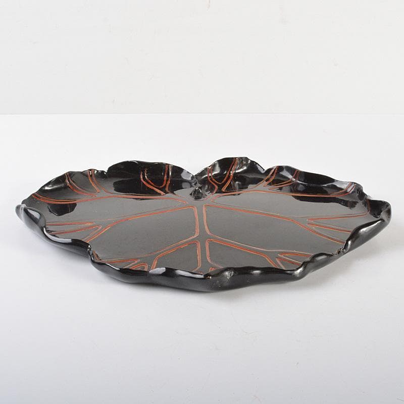 煎茶道具　黒漆塗　葉盆　煎茶盆　香盆　在銘　C　R6776