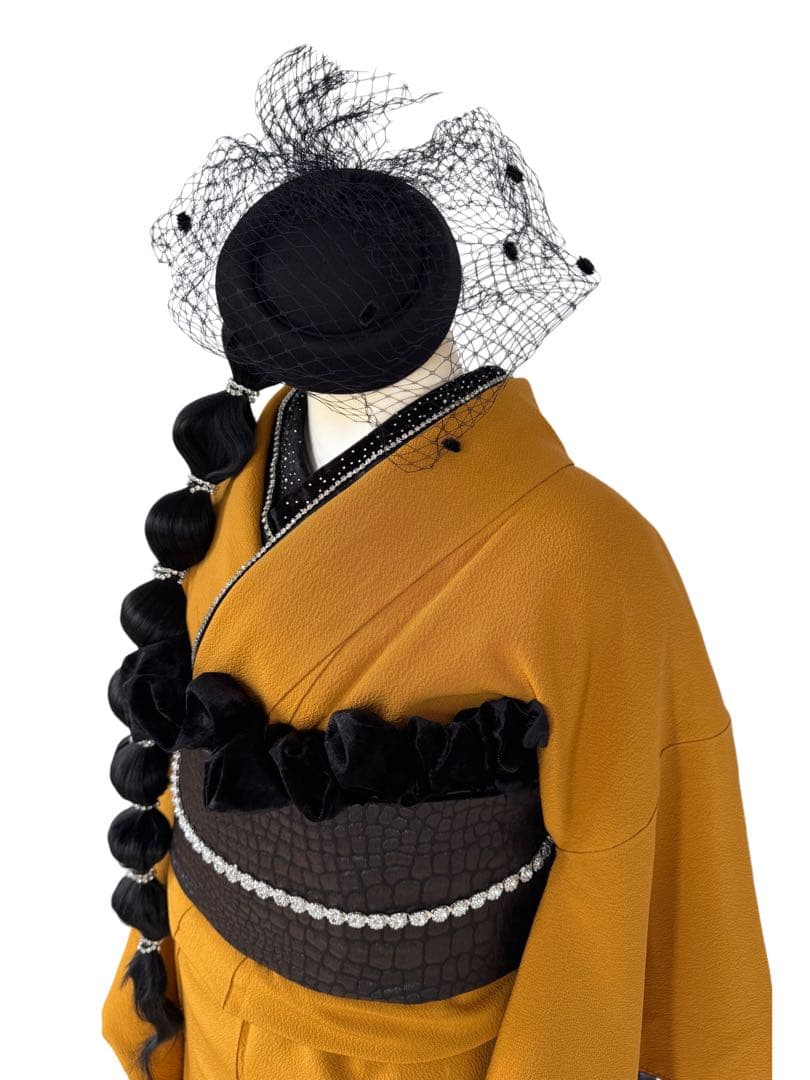 きらきらストーンからし色振袖】 振袖 からし色 シンプル