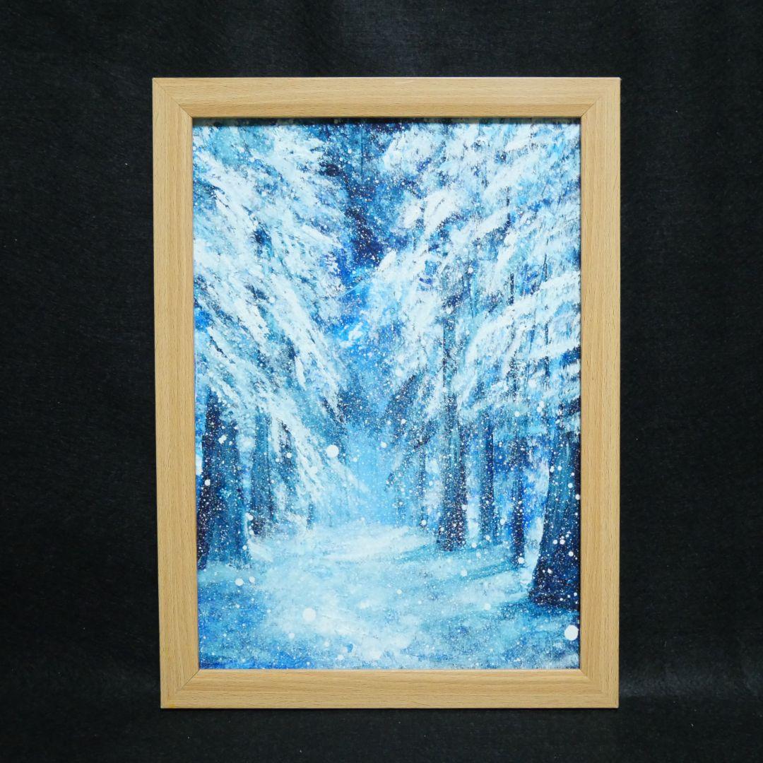 油絵 油彩 絵画 【森の冬】