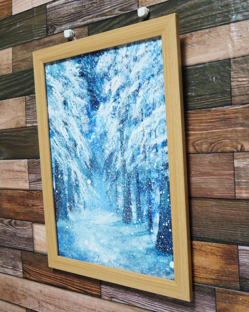 油絵 油彩 絵画 【森の冬】