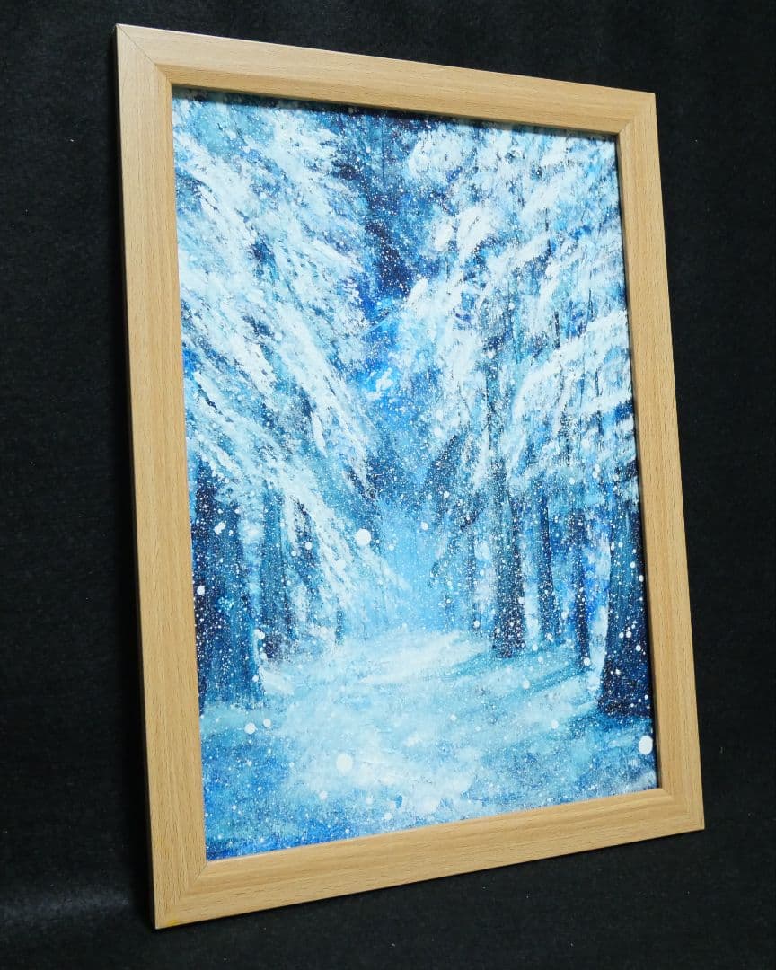 油絵 油彩 絵画 【森の冬】