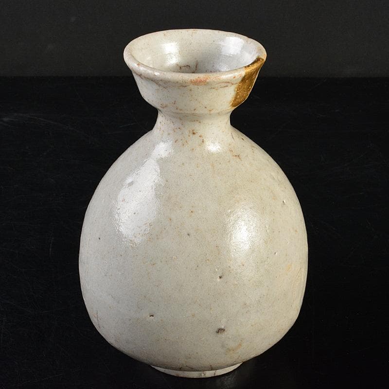 朝鮮美術　李朝　高麗白磁　徳利　金継ぎ直しあり　時代箱　M　R7479