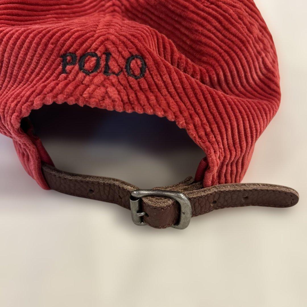 美品 90s ポロ ラルフローレン コーデュロイ キャップ 赤 ヴィンテージ