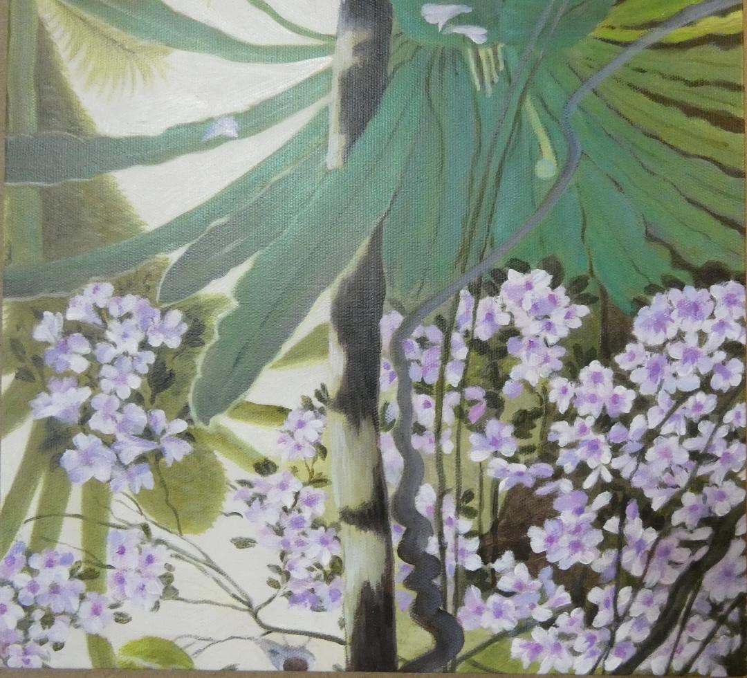 油絵　額付き　田中一村　【 奄美の杜 】手描き　M10