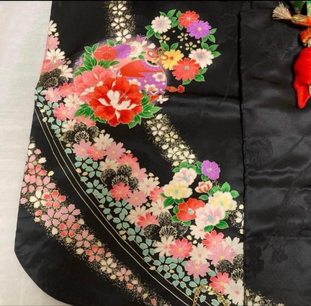 七五三 7歳 正絹着物 作り帯 バッグ草履小物セット子供 キッズ 女の子