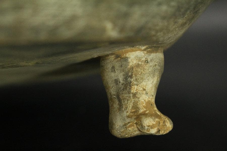 中国美術 唐三彩 双鳳紋 三足 盤 φ31cm 希少(LC247)