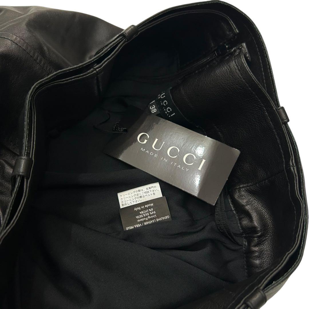 トムフォード期 GUCCI レザー タイトスカート 38 バンブー ベルト付き