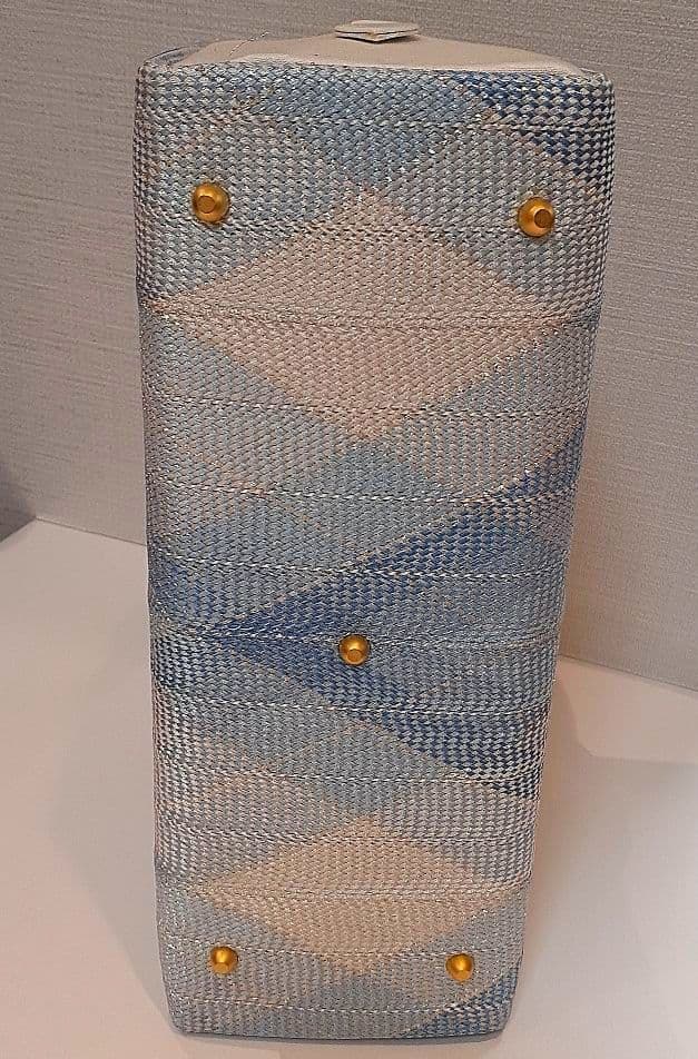 3時間だけ値下げします！和装用利休バッグ 　組み紐　青と白のダイヤモンドパターン