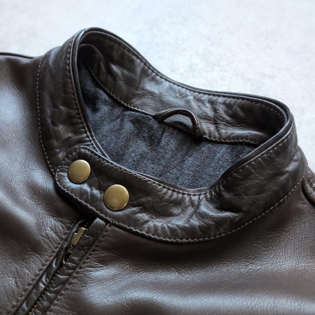 GAP ギャップ レザージャケット 本革 牛革 ブラウン シングル