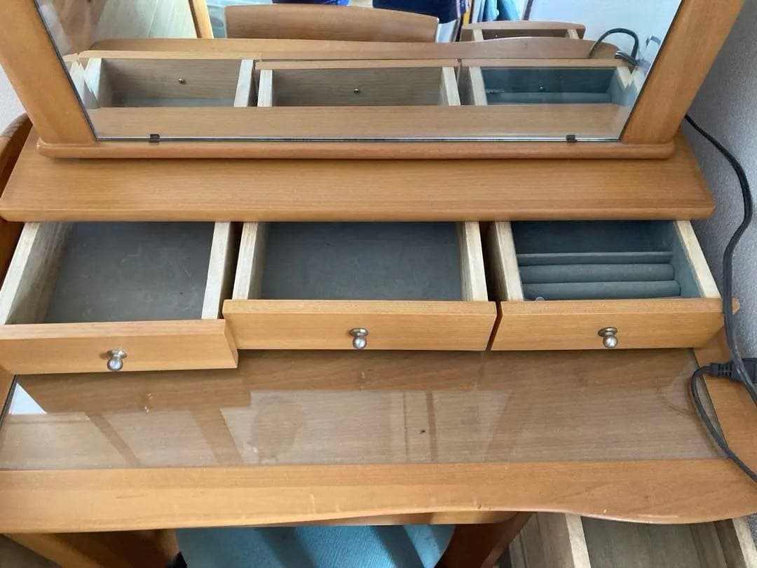 ちこ様専用木製ドレッサー・鏡台・椅子付き