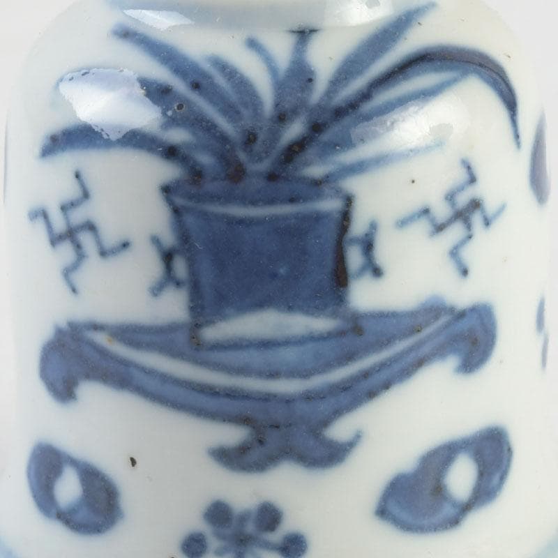茶道具 伊万里焼 古染付 花草文 茶入 時代箱付 V 9309