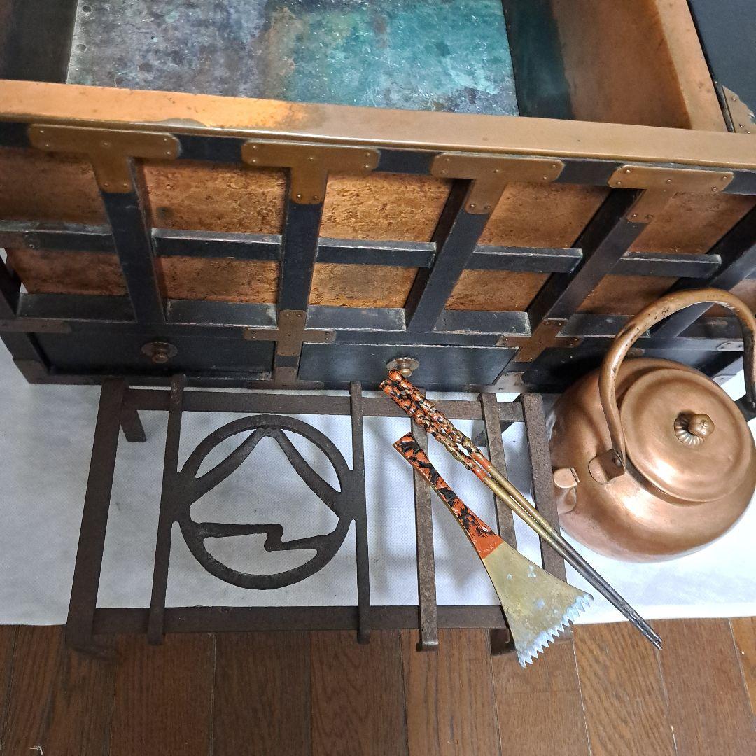 ☆Masa様専用 ❗江戸時代❗ 『長火鉢』 五徳、火箸、灰均し、銅ヤカン付属