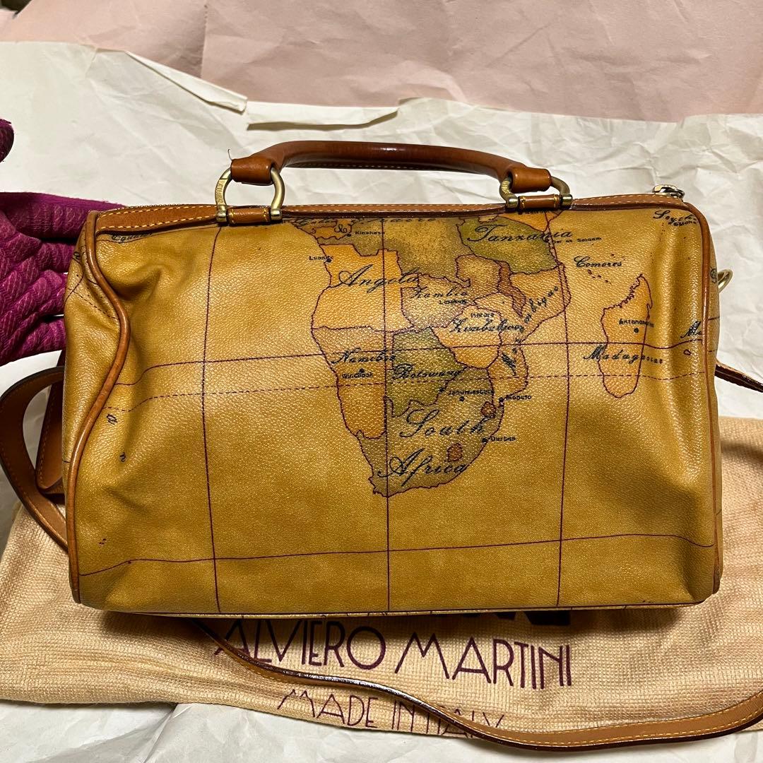 プリマクラッセ / ミニボストンバッグ & ショルダー 地図柄 PVC×レザー