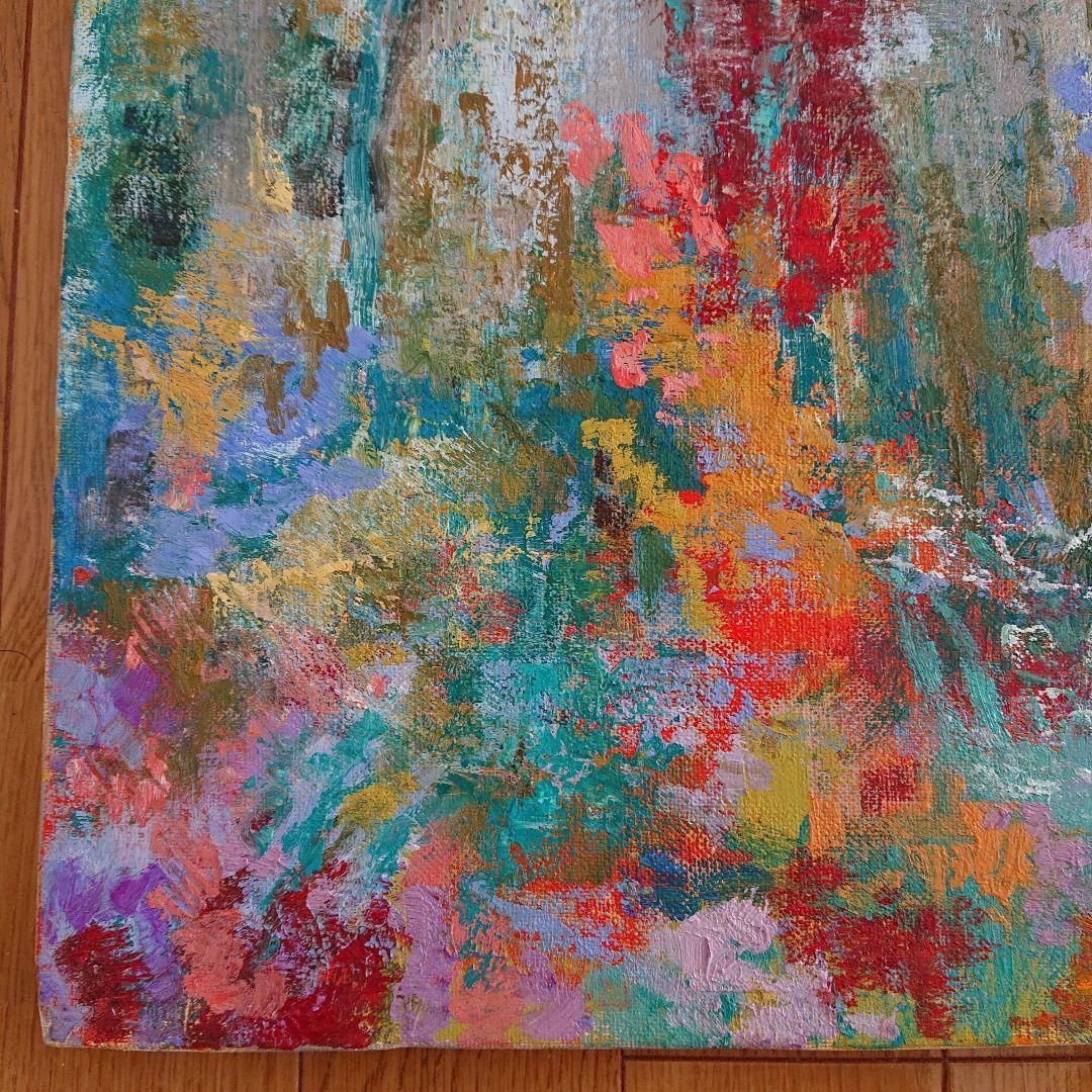 原画 １点もの 『ある日の花屋にて』 油絵 キャンバス 抽象画 花 インテリア