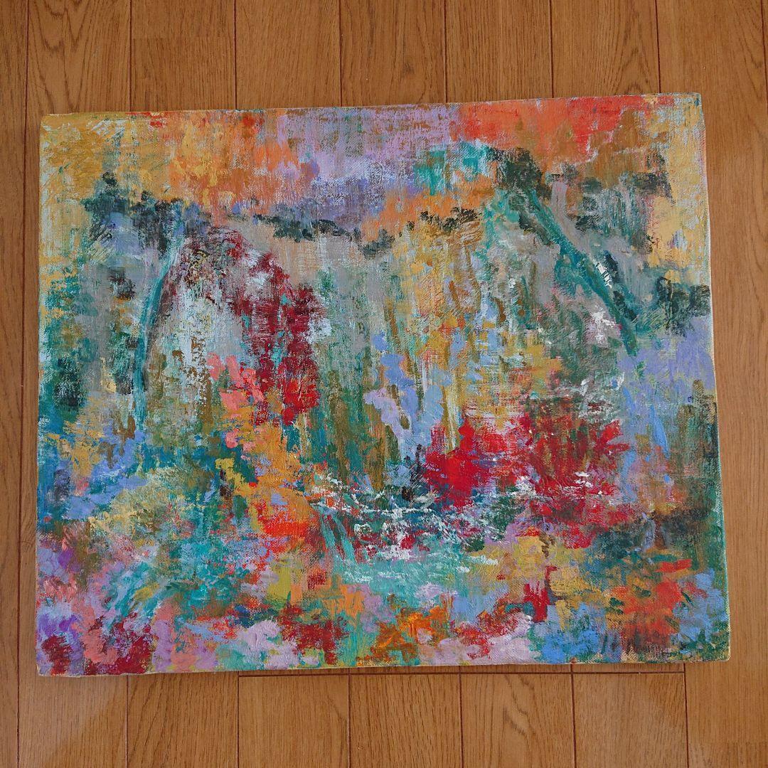 原画 １点もの 『ある日の花屋にて』 油絵 キャンバス 抽象画 花 インテリア