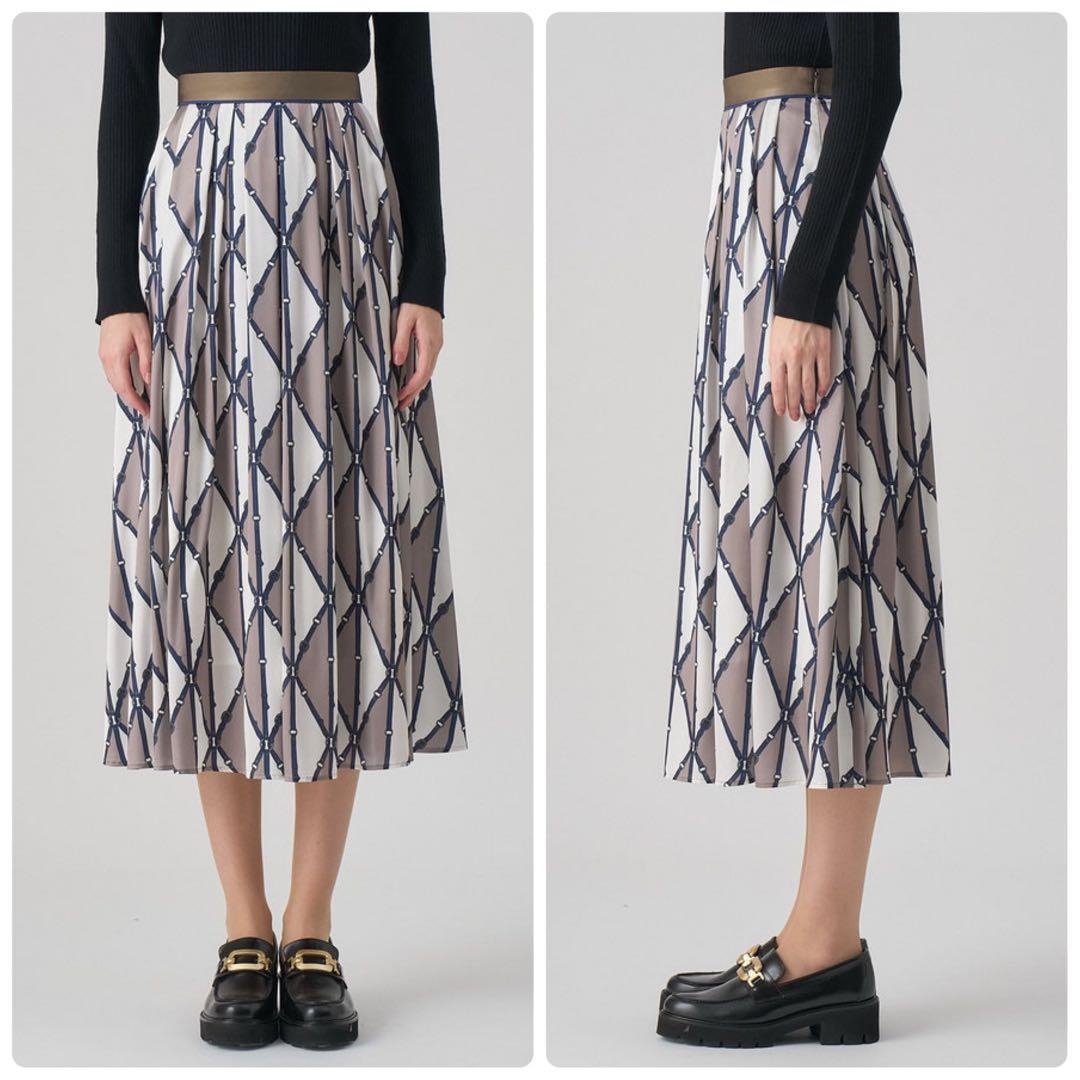 【ANAYI】25AW 新作　即完売色　ベルトプリント　ランダムタックスカート