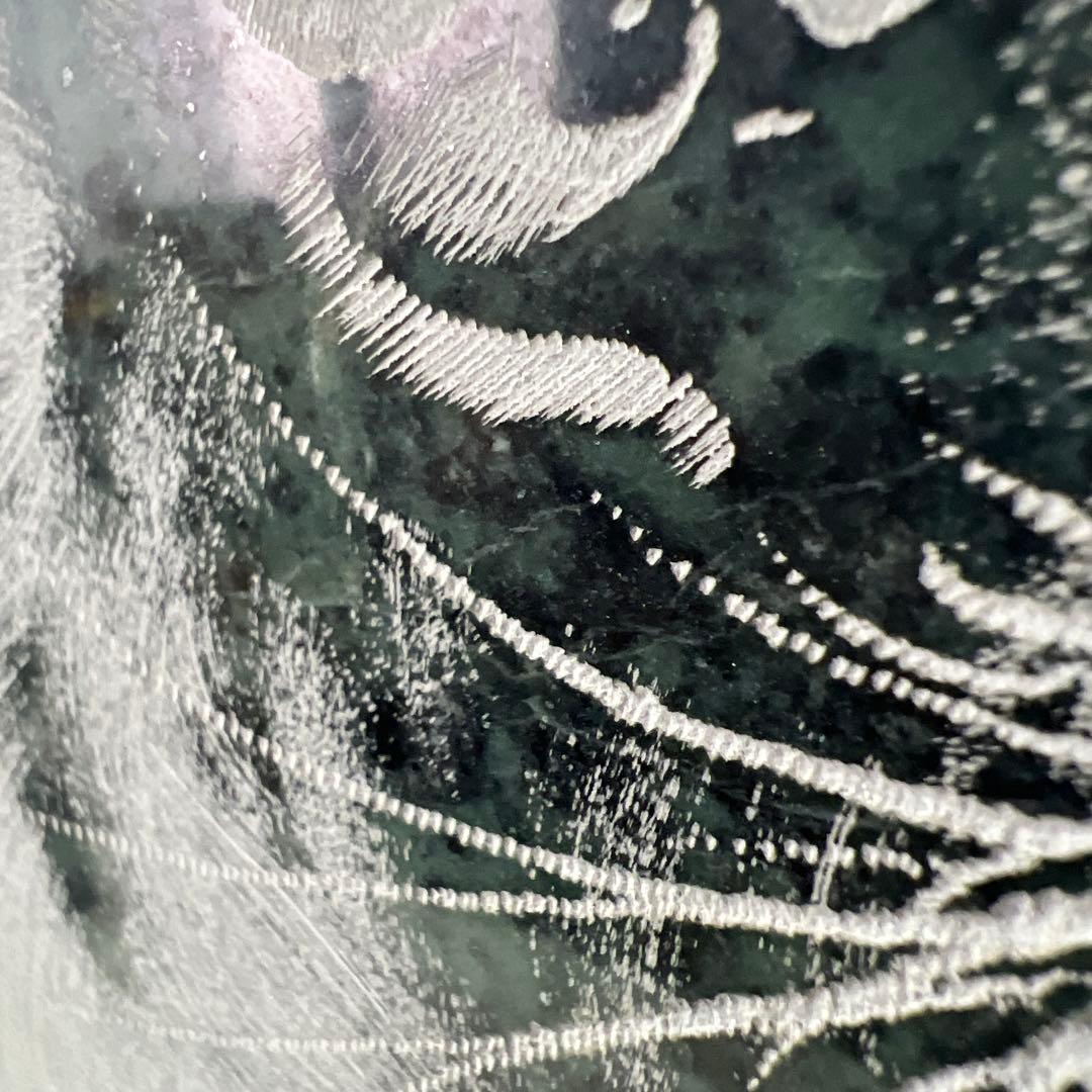 【高級美術品】大理石 影彫り 円形 石板画／白虎図 巨大サイズ 銘・台座付