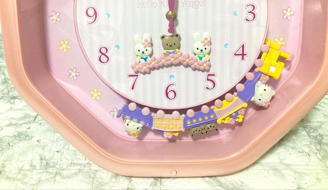 【完動品 美品】CITIZEN サンリオ ハローキティ 掛け時計 ピンクパール
