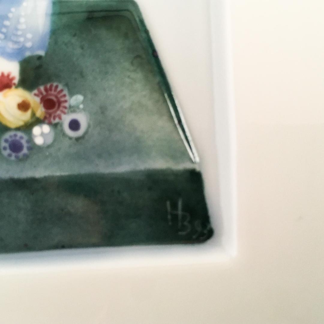 マイセン 「卓上の花束」H・ブレチュナイダー  陶板画 14.5センチ
