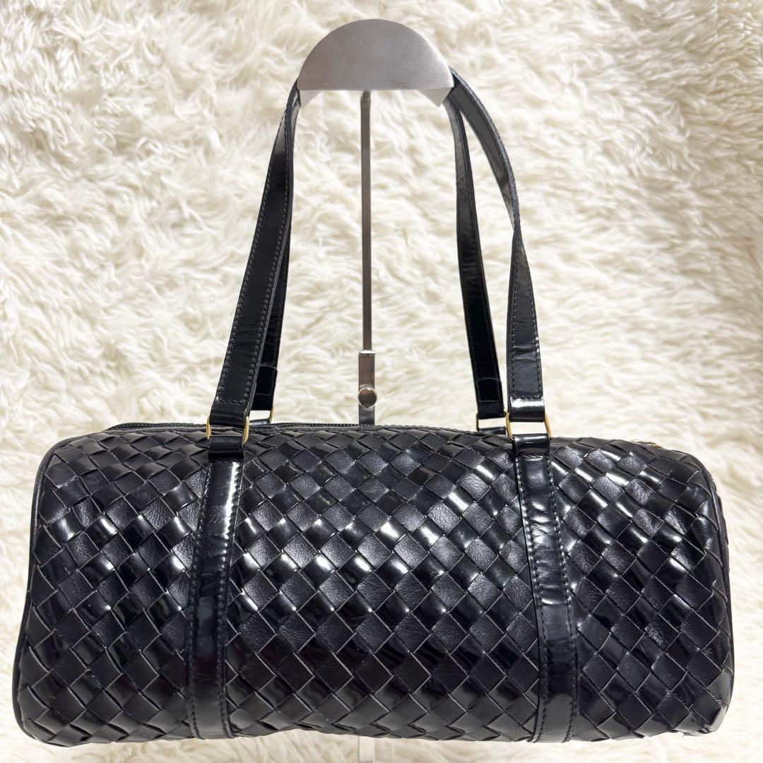 美品✨BALLY ハンドバッグ 編み込み メッシュ 金ロゴ レザー ブラック