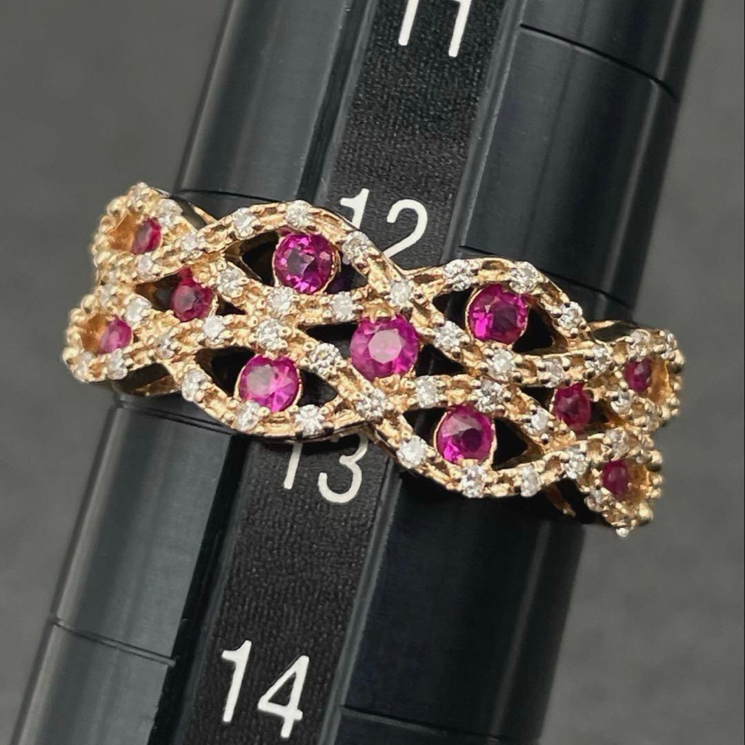 k18 ルビー　ダイヤモンド　リング