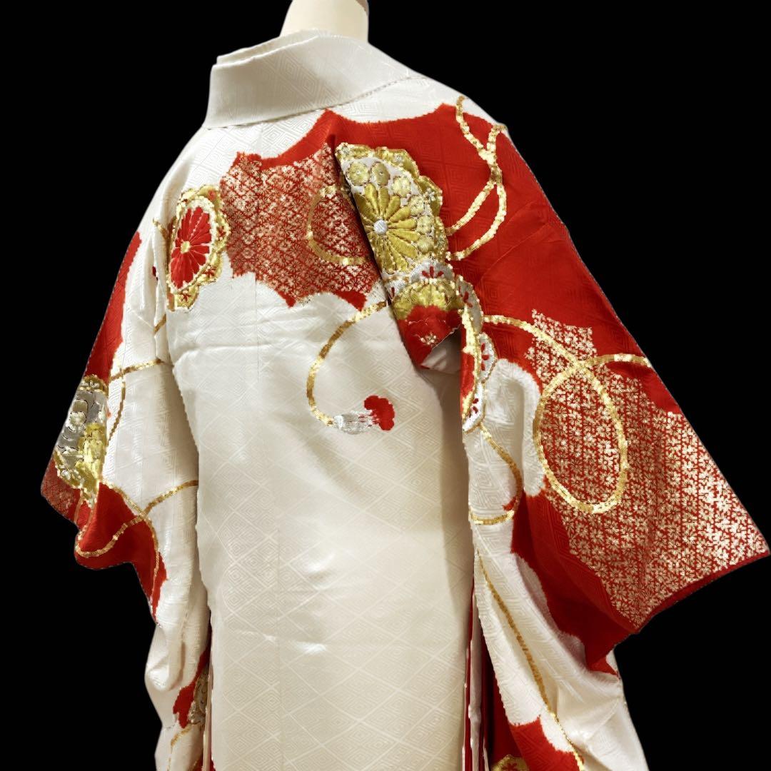 ◎mk-1564 引き振袖 婚礼衣装 金駒刺繍 G.H-8-6