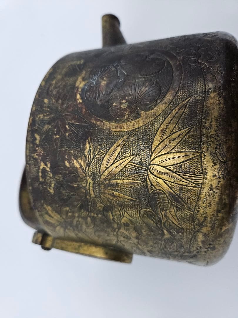 徳川家伝来 三つ葉葵紋 金銅薬缶 大名道具 煎茶道具 湯沸 時代物 骨董