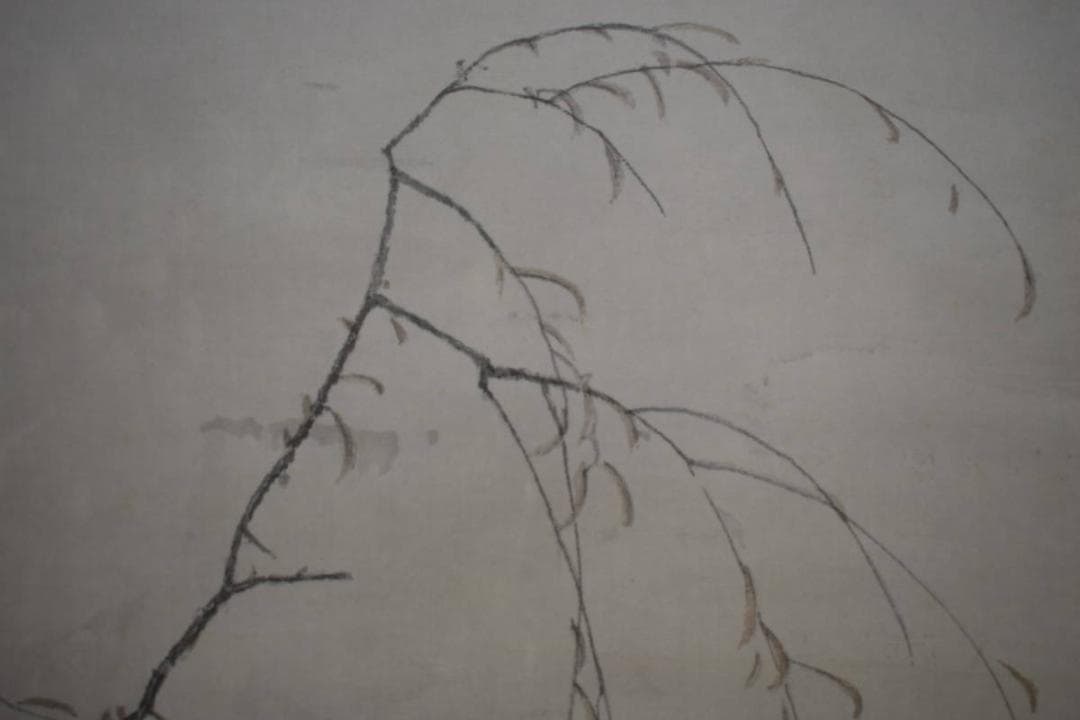 真作/谷口渓雲/柳に遊鯉図/鯉/桐共箱付/布袋屋