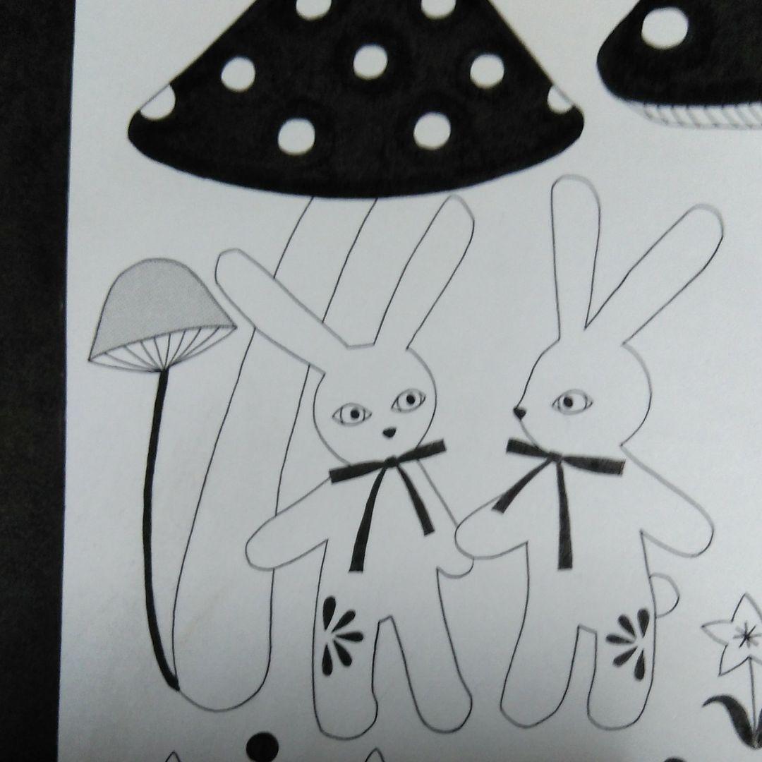 モノクロ原画 兎＊キノコ＊星花