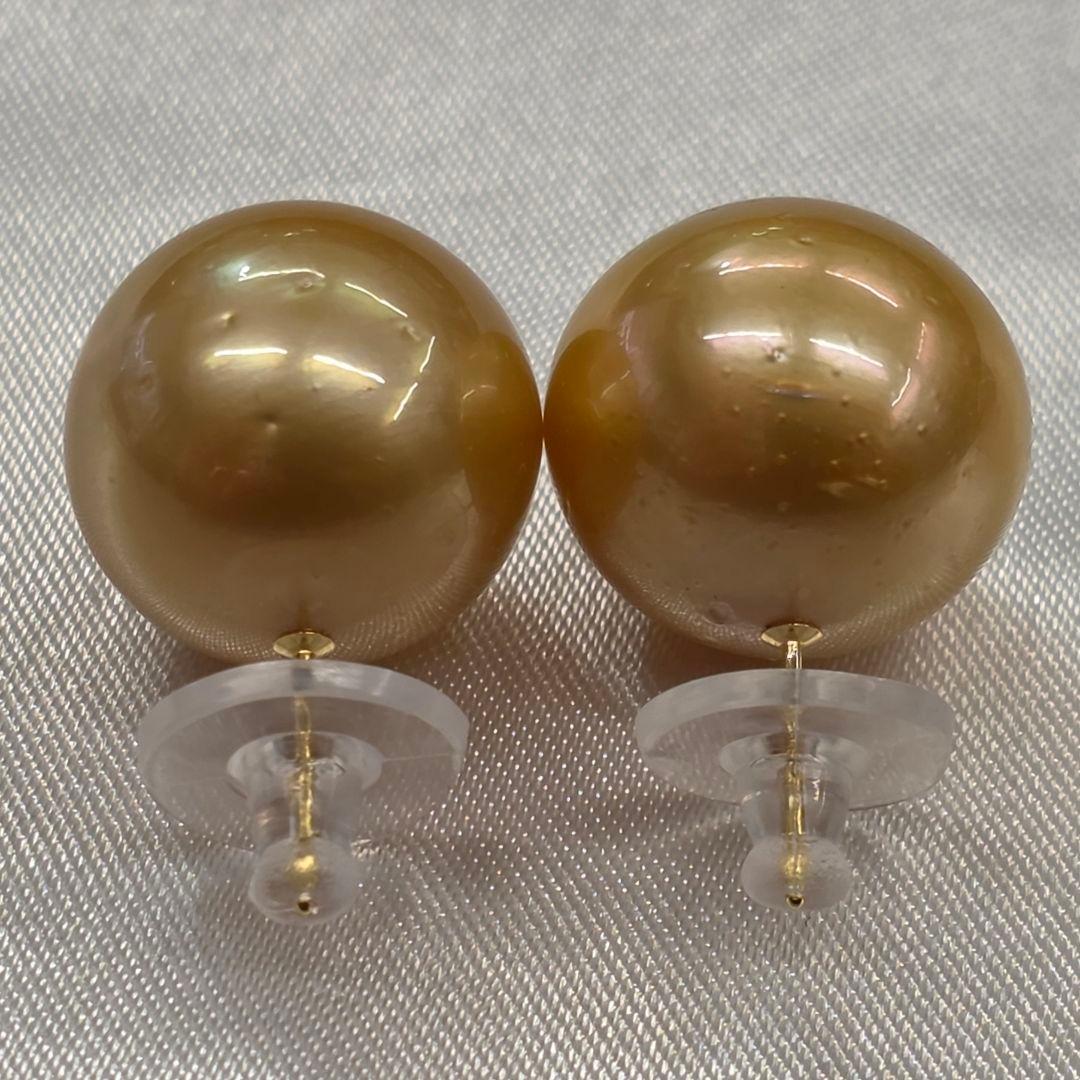 K18 ゴールデンパールピアス 15.4mm 11g