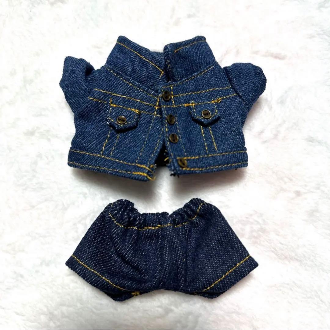 1613 ちびぬいちゃんのデニムセットアップ銀ボタン