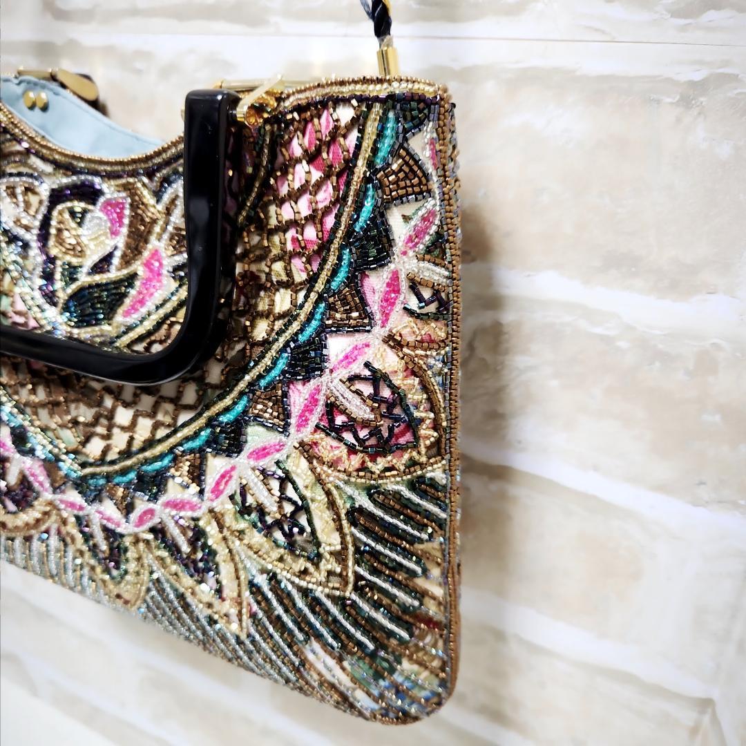 ★はしもと/LUMY「薔薇孔雀」フォーマル 2WAYトートバッグ 美品 希少レア