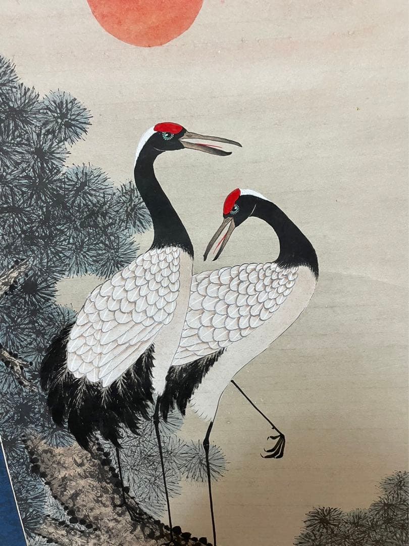 掛軸／松鹤延年／銘刻あり