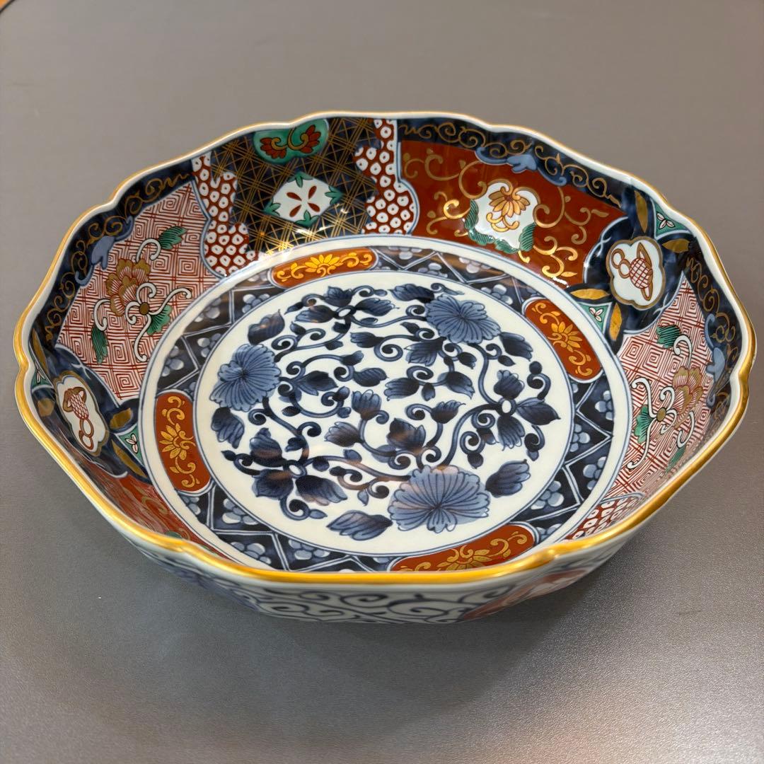 美濃焼 龍峯 金彩染錦 花唐草文 染付 赤絵 大鉢 大盛り鉢 - メルカリ