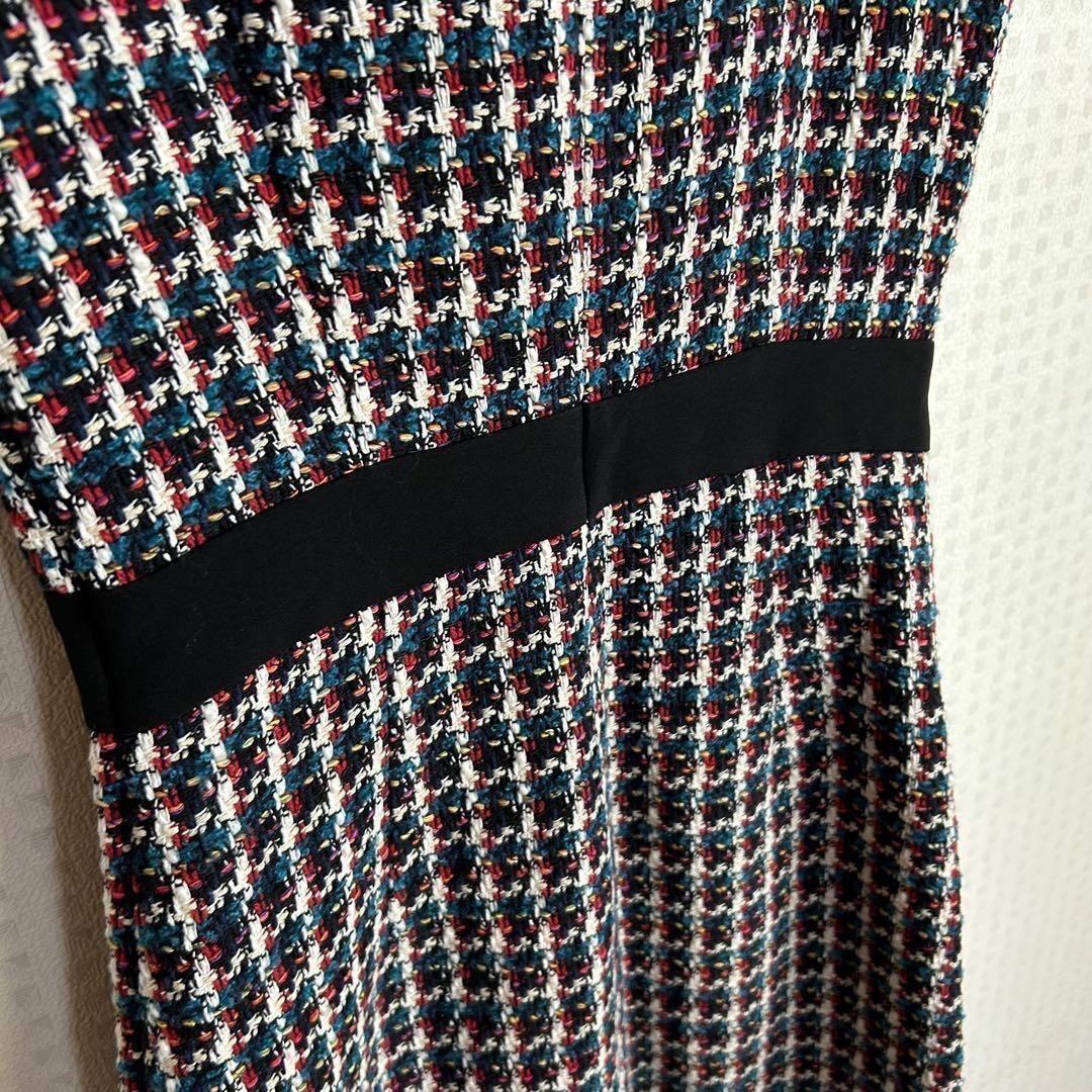 【美品】an ツイード ノースリーブ ミニドレス S